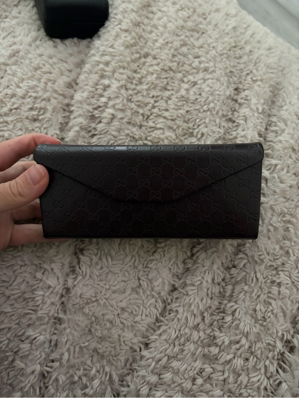 Gucci Black Embossed GG Leather Sunglass Case